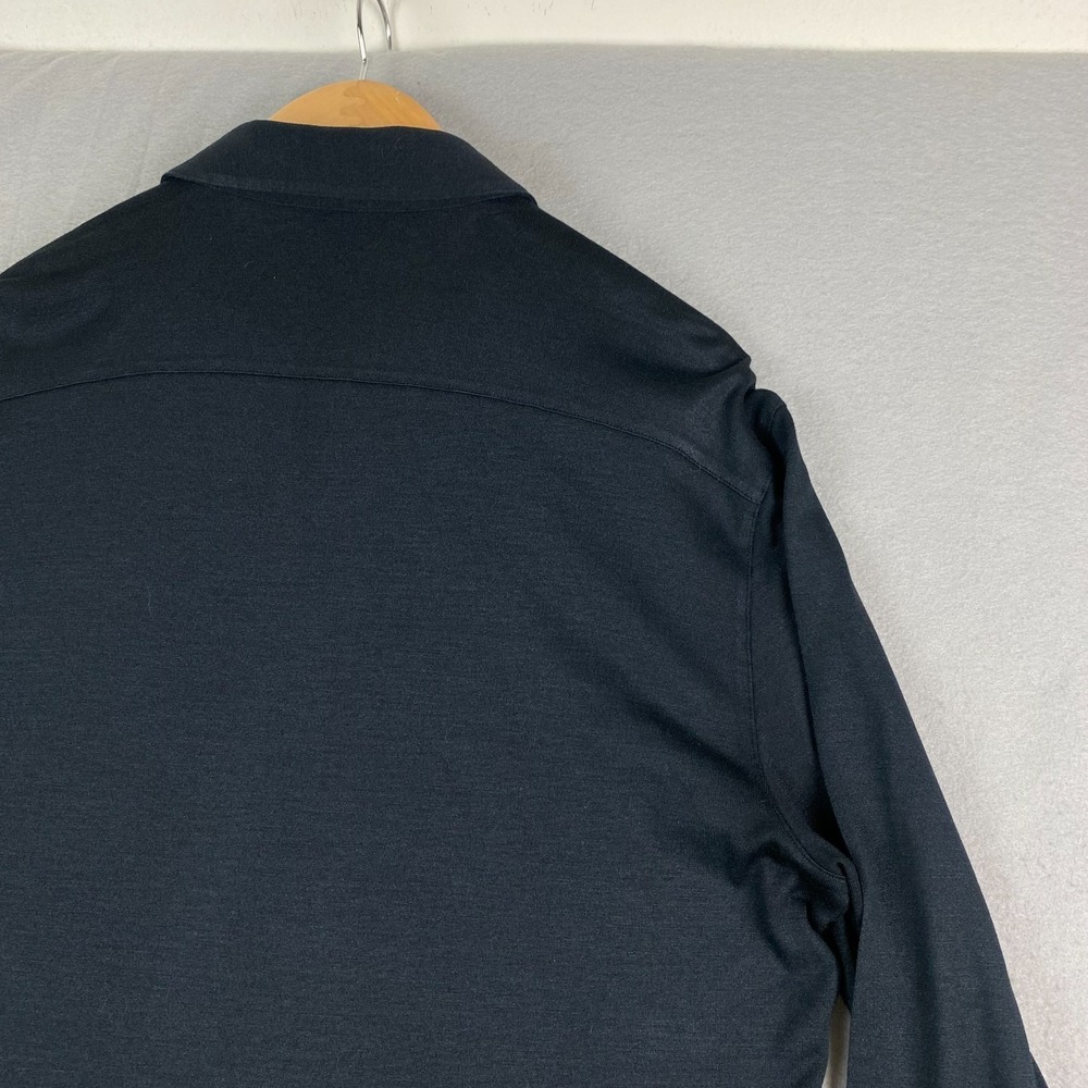 John Varvatos Collection mens Button Shirt Large Silk Cotton black pockets - Picture 8 of 16